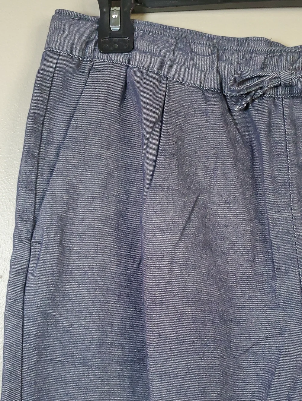 Zara Linen Blend Pull On Pants In Denim Blue, W/ Drawstring. Size Medium